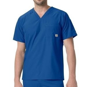 𝅺CARHARTT Men's Force Modern Fit Twill Chest Pocket Scrub Top Royal Blue 2X